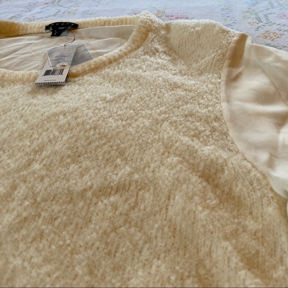 Theory Wool Silk Rolleena Curlique Ivory Sweater - Picture 9 of 11